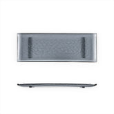 Glass Dinnerware 13.75" x 5" x h:0.5" Rectangular Charcoal Glass Platter (Set of 2)